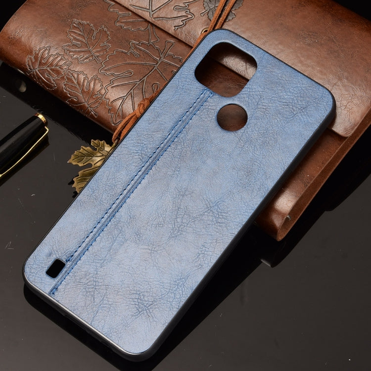For OPPO Realme C21 Shockproof Sewing Cow Pattern Skin PC + PU + TPU Case(Blue) - Realme Cases by buy2fix | Online Shopping UK | buy2fix