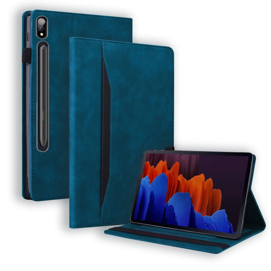 For Samsung Galaxy Tab S8 / Galaxy Tab S7 2020 SM-T870 / SM-T875 Business Shockproof Horizontal Flip Leather Case with Holder & Card Slots & Photo Frame & Pen Slot & Sleep / Wake-up Function(Blue) - Galaxy Tab S8 Cases by buy2fix | Online Shopping UK | buy2fix