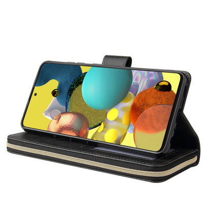 For Samsung Galaxy A52 5G Zipper Wallet Bag Horizontal Flip PU Leather Case with Holder & 9 Card Slots & Wallet & Lanyard & Photo Frame(Black) by buy2fix