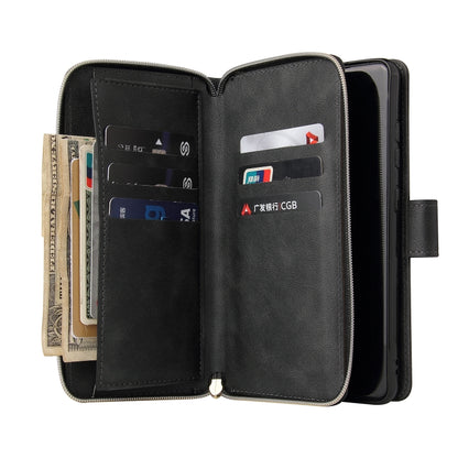 For Samsung Galaxy A52 5G Zipper Wallet Bag Horizontal Flip PU Leather Case with Holder & 9 Card Slots & Wallet & Lanyard & Photo Frame(Black) by buy2fix