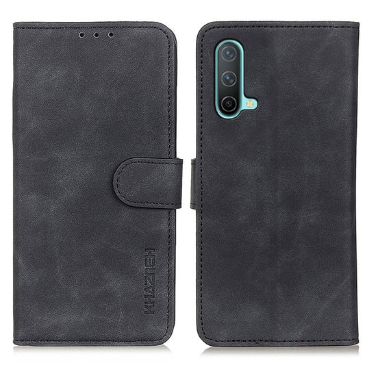 For OnePlus Nord CE 5G KHAZNEH Retro Texture PU + TPU Horizontal Flip Leather Case with Holder & Card Slots & Wallet(Black) - OnePlus Cases by buy2fix | Online Shopping UK | buy2fix