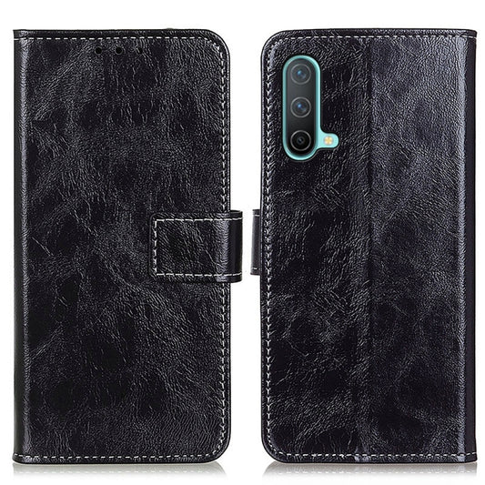 For OnePlus Nord CE 5G Retro Crazy Horse Texture Horizontal Flip Leather Case with Holder & Card Slots & Photo Frame & Wallet(Black) - OnePlus Cases by buy2fix | Online Shopping UK | buy2fix