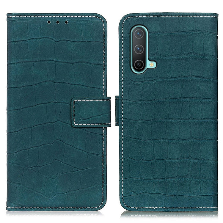 For OnePlus Nord CE 5G Crocodile Texture Horizontal Flip Leather Case with Holder & Wallet & Card Slots & Photo Frame(Green) - OnePlus Cases by buy2fix | Online Shopping UK | buy2fix