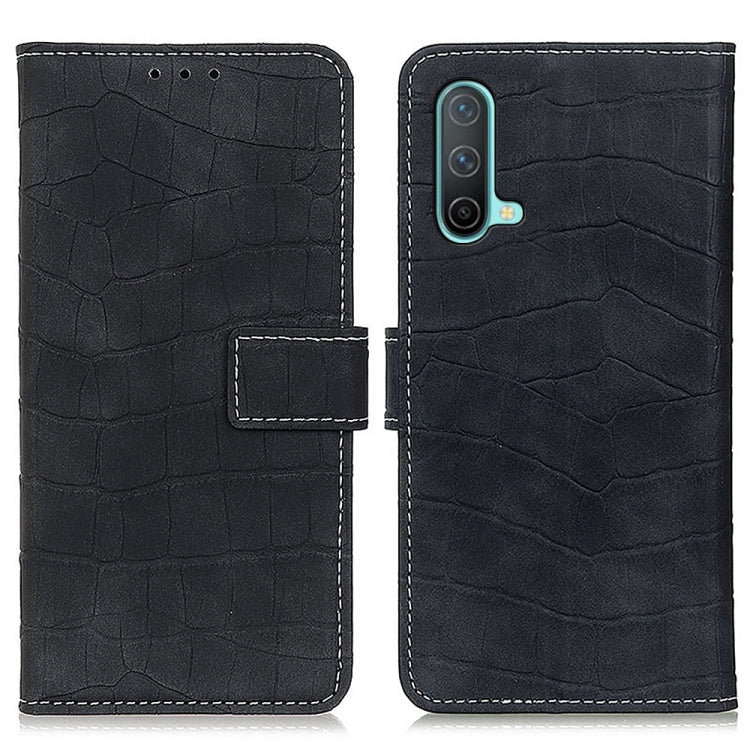 For OnePlus Nord CE 5G Crocodile Texture Horizontal Flip Leather Case with Holder & Wallet & Card Slots & Photo Frame(Black) - OnePlus Cases by buy2fix | Online Shopping UK | buy2fix