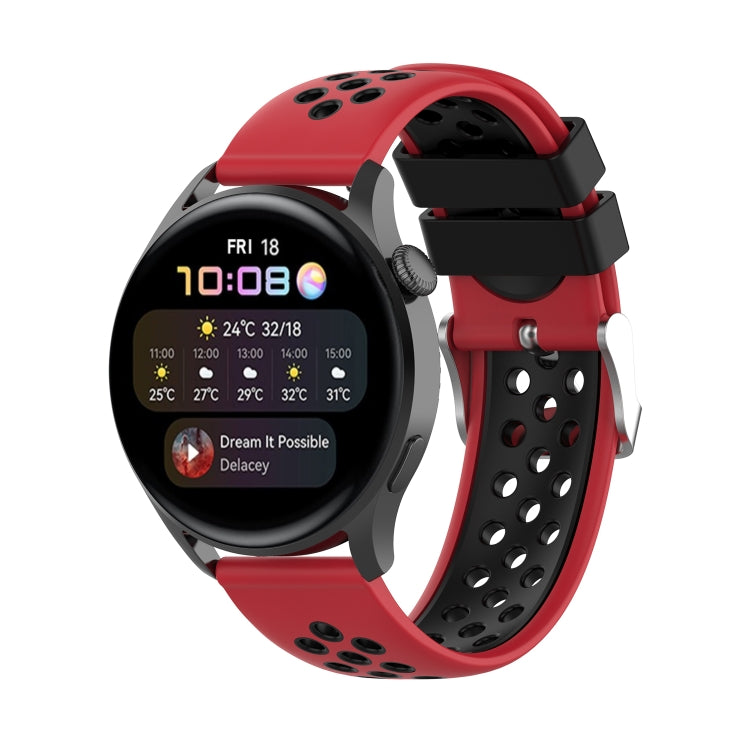 For Huawei Watch 3 / 3 Pro 22mm Two-color Silicone Watch Band(Red Black) by buy2fix