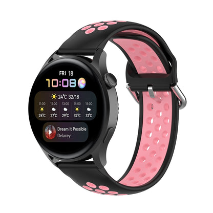For Huawei Watch 3 / 3 Pro 22mm Sport Two-color Silicone Watch Band(Black Pink) by buy2fix