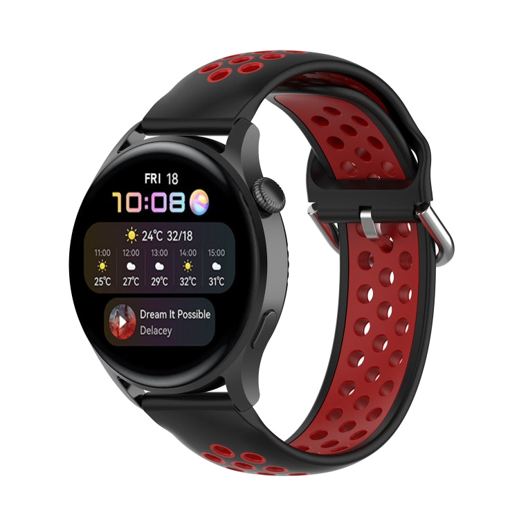 For Huawei Watch 3 / 3 Pro 22mm Sport Two-color Silicone Watch Band(Black Red) by buy2fix