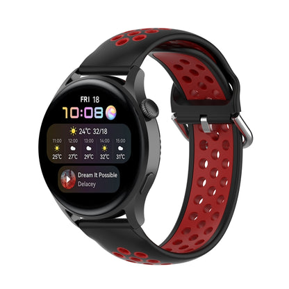 For Huawei Watch 3 / 3 Pro 22mm Sport Two-color Silicone Watch Band(Black Red) by buy2fix