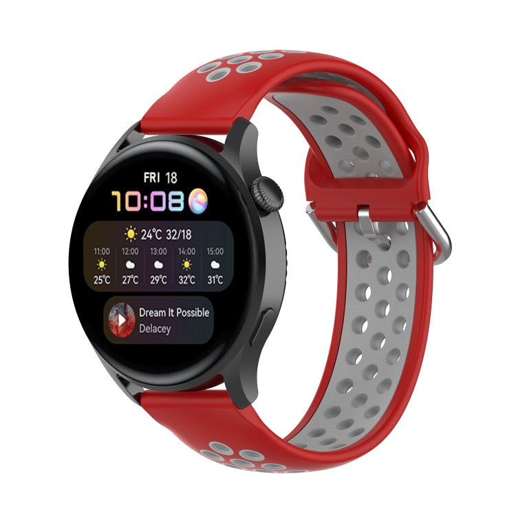 For Huawei Watch 3 / 3 Pro 22mm Sport Two-color Silicone Watch Band(Red Grey) by buy2fix