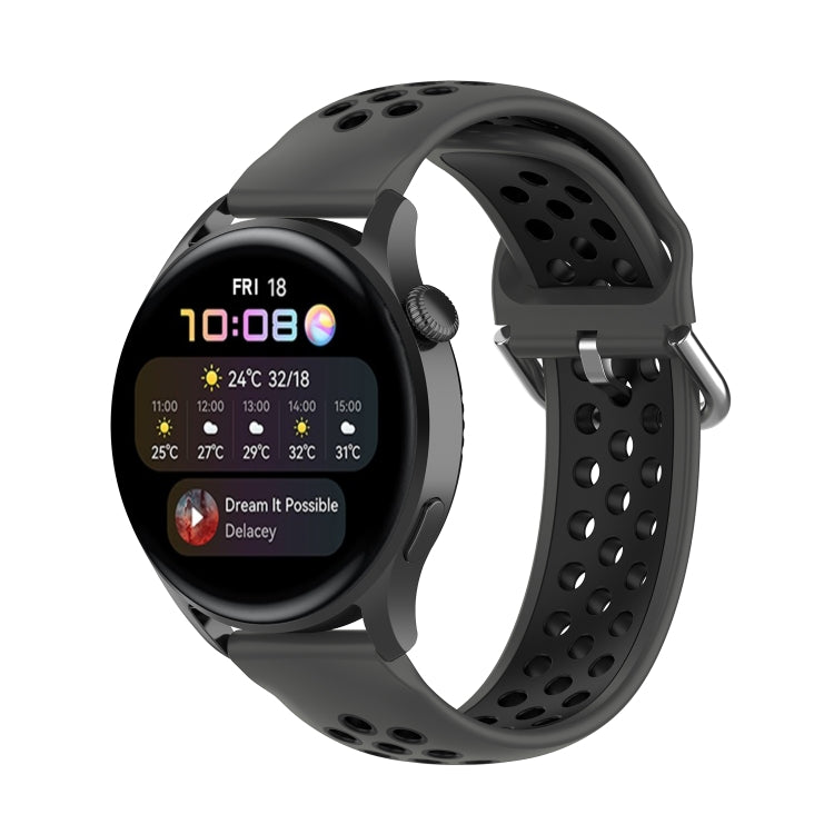 For Huawei Watch 3 / 3 Pro 22mm Sport Two-color Silicone Watch Band(Anthracite Black) by buy2fix