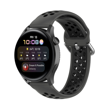 For Huawei Watch 3 / 3 Pro 22mm Sport Two-color Silicone Watch Band(Anthracite Black) by buy2fix