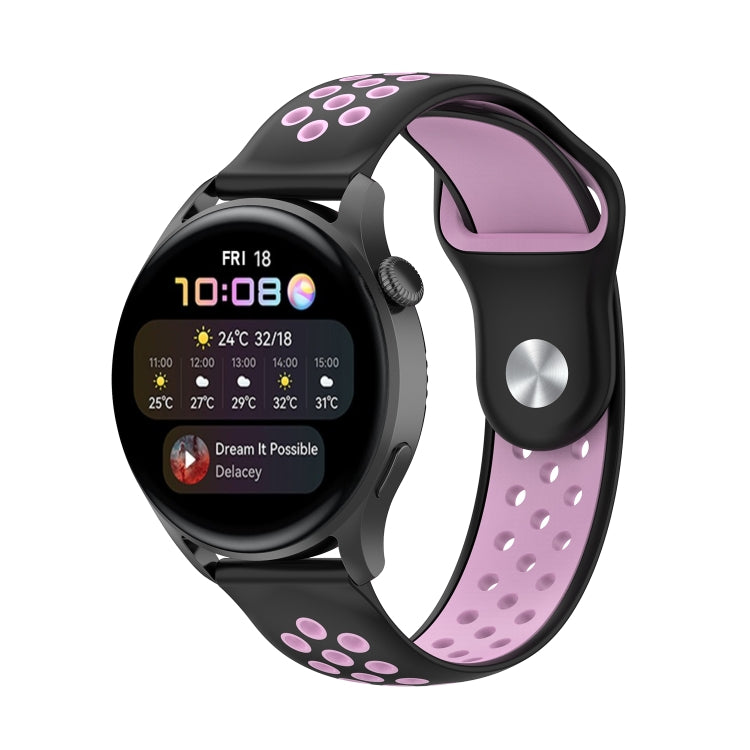 For Huawei Watch 3 / 3 Pro 22mm Two-color Silicone Watch Band(Black Pink) by buy2fix
