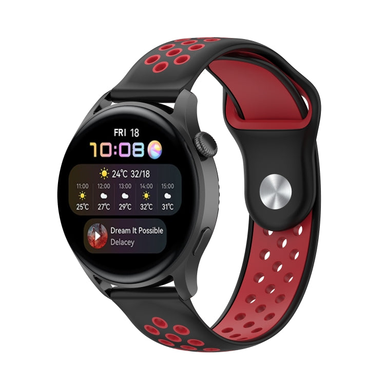 For Huawei Watch 3 / 3 Pro 22mm Two-color Silicone Watch Band(Black Red) by buy2fix