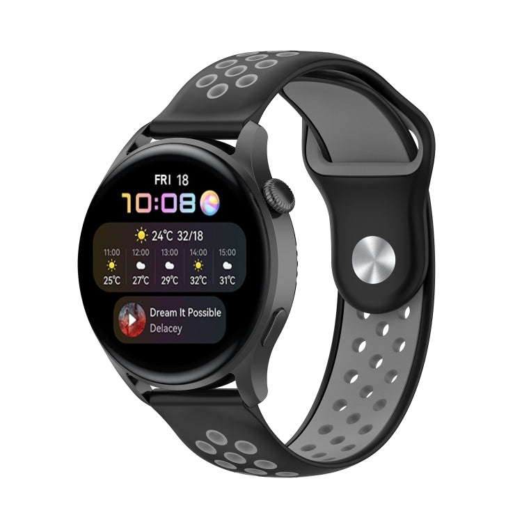 For Huawei Watch 3 / 3 Pro 22mm Two-color Silicone Watch Band(Black Grey) by buy2fix