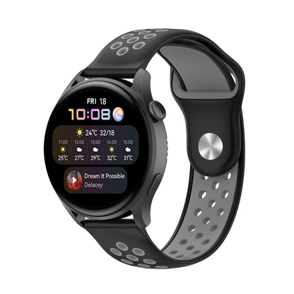 For Huawei Watch 3 / 3 Pro 22mm Two-color Silicone Watch Band(Black Grey) by buy2fix