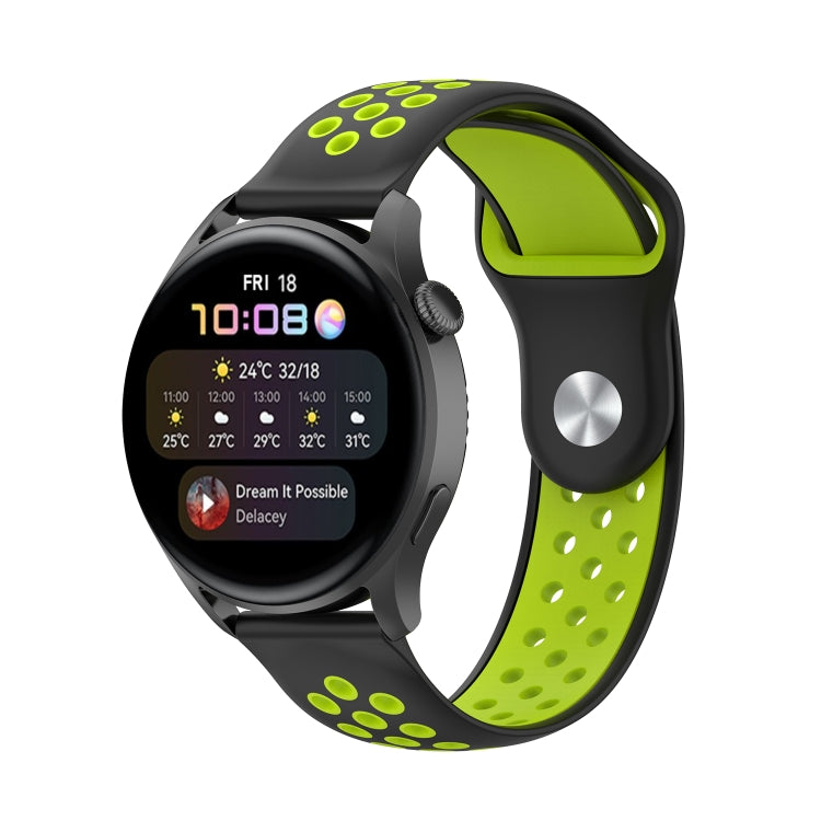For Huawei Watch 3 / 3 Pro 22mm Two-color Silicone Watch Band(Black Lime Green) by buy2fix