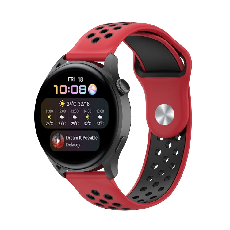 For Huawei Watch 3 / 3 Pro 22mm Two-color Silicone Watch Band(Red Black) by buy2fix