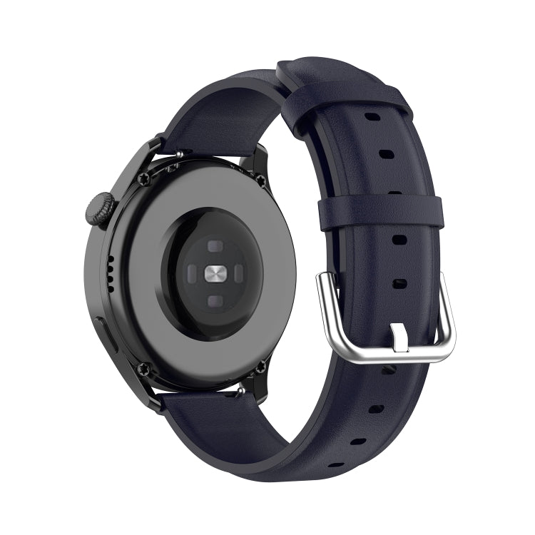For Huawei Watch 3 / 3 Pro 22mm Round Tail Leather Watch Band(Navy Nlue) by buy2fix