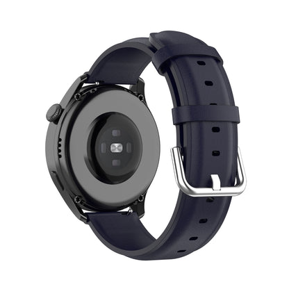 For Huawei Watch 3 / 3 Pro 22mm Round Tail Leather Watch Band(Navy Nlue) by buy2fix