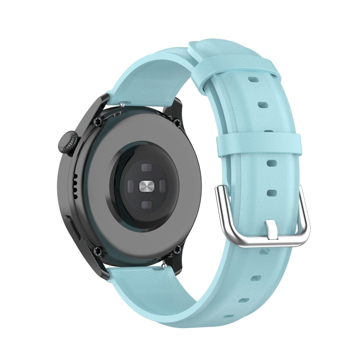 For Huawei Watch 3 / 3 Pro 22mm Round Tail Leather Watch Band(Light Blue) by buy2fix