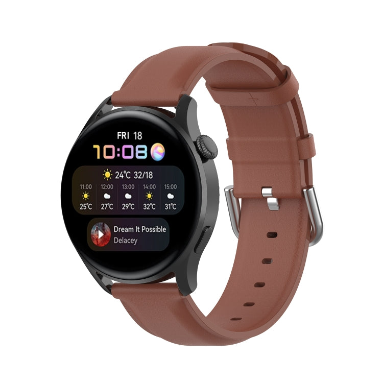 For Huawei Watch 3 / 3 Pro 22mm Round Tail Leather Watch Band(Brown) by buy2fix