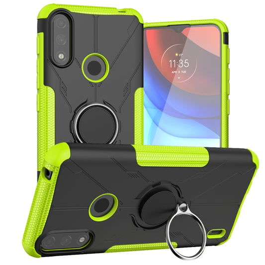 For Motorola Moto E7 Power Armor Bear Shockproof PC + TPU Protective Case with Ring Holder(Green) - Motorola Cases by buy2fix | Online Shopping UK | buy2fix