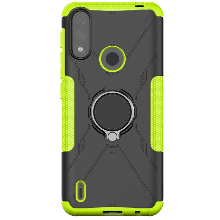 For Motorola Moto E7 Power Armor Bear Shockproof PC + TPU Protective Case with Ring Holder(Green) - Motorola Cases by buy2fix | Online Shopping UK | buy2fix