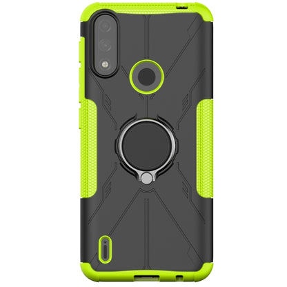 For Motorola Moto E7 Power Armor Bear Shockproof PC + TPU Protective Case with Ring Holder(Green) - Motorola Cases by buy2fix | Online Shopping UK | buy2fix