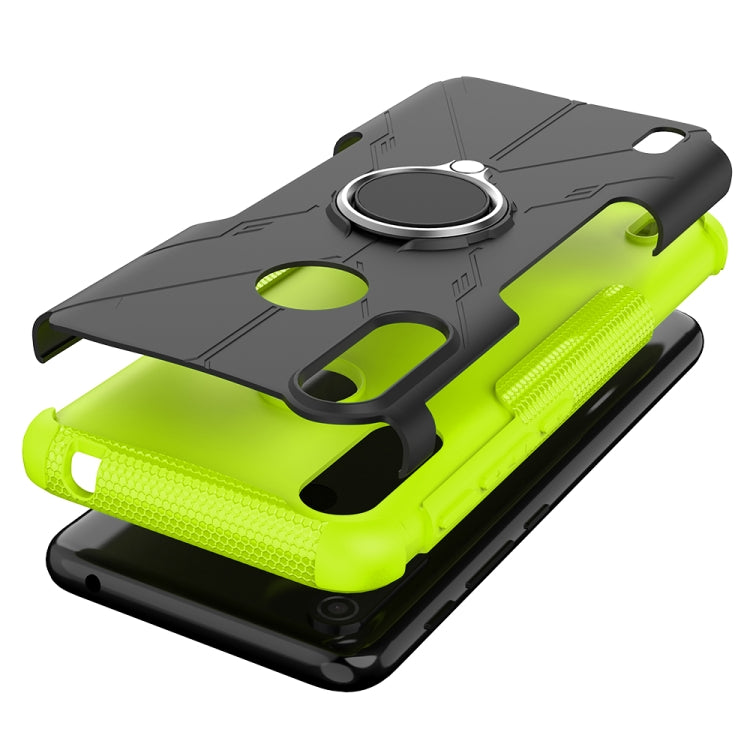 For Motorola Moto E7 Power Armor Bear Shockproof PC + TPU Protective Case with Ring Holder(Green) - Motorola Cases by buy2fix | Online Shopping UK | buy2fix