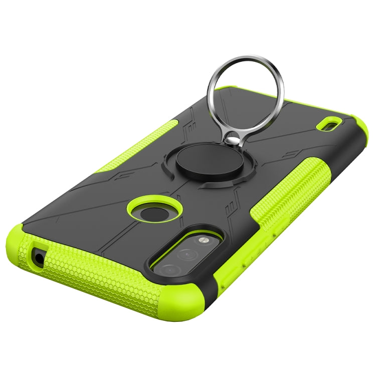 For Motorola Moto E7 Power Armor Bear Shockproof PC + TPU Protective Case with Ring Holder(Green) - Motorola Cases by buy2fix | Online Shopping UK | buy2fix