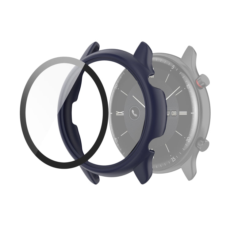 For Amazfit GTR 2 eSIM Tempered glass + PC Integrated Protective Case(Blue) - Watch Cases by buy2fix | Online Shopping UK | buy2fix