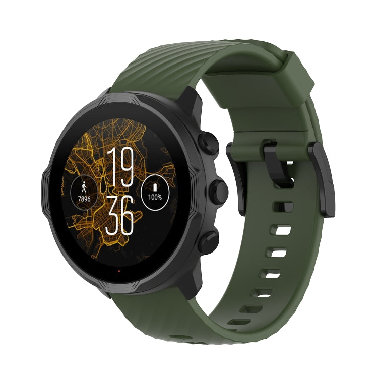 For Suunto 7 24mm Solid Color Silicone Watch Band(Army Green) -  by buy2fix | Online Shopping UK | buy2fix