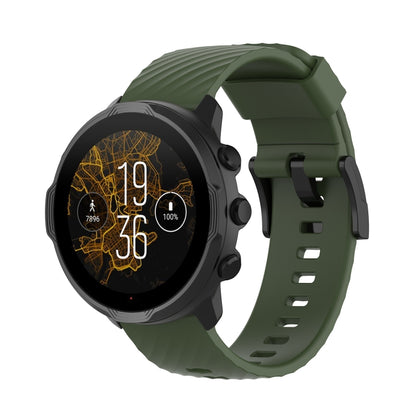For Suunto 7 24mm Solid Color Silicone Watch Band(Army Green) -  by buy2fix | Online Shopping UK | buy2fix