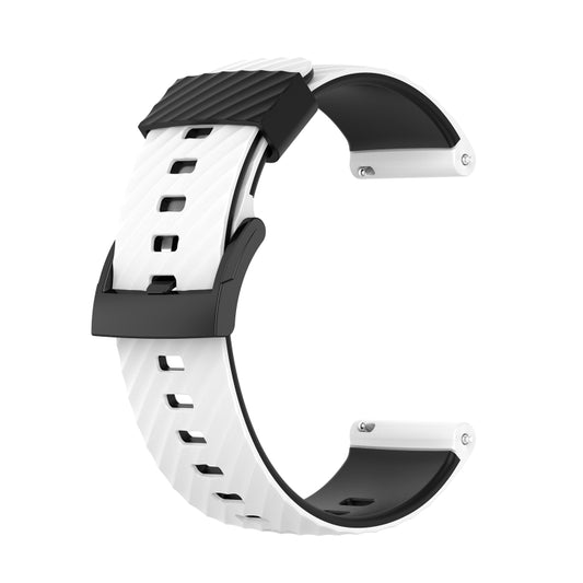 For Suunto 7 24mm Two-color Silicone Watch Band(White Black) -  by buy2fix | Online Shopping UK | buy2fix