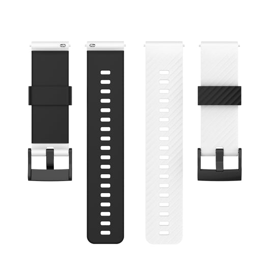 For Suunto 7 24mm Two-color Silicone Watch Band(White Black) -  by buy2fix | Online Shopping UK | buy2fix