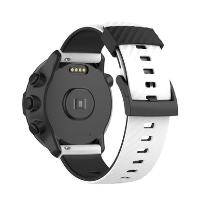 For Suunto 7 24mm Two-color Silicone Watch Band(White Black) -  by buy2fix | Online Shopping UK | buy2fix