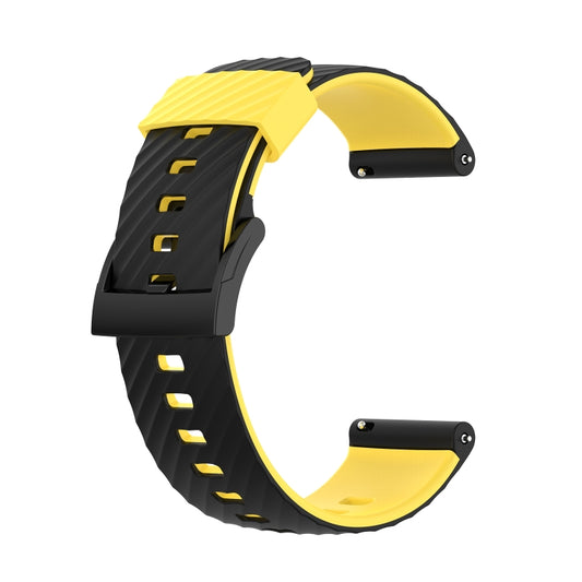 For Suunto 7 24mm Two-color Silicone Watch Band(Black Yellow) -  by buy2fix | Online Shopping UK | buy2fix