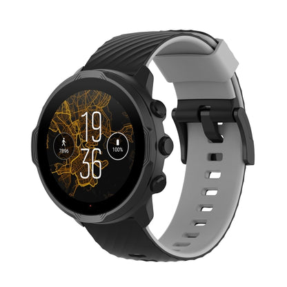 For Suunto 7 24mm Two-color Silicone Watch Band(Black Grey) -  by buy2fix | Online Shopping UK | buy2fix