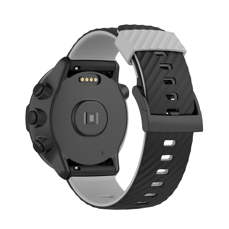 For Suunto 7 24mm Two-color Silicone Watch Band(Black Grey) -  by buy2fix | Online Shopping UK | buy2fix