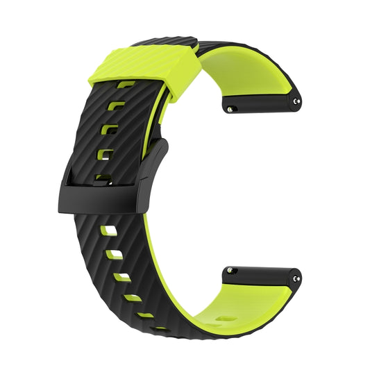 For Suunto 7 24mm Two-color Silicone Watch Band(Black Lime Green) -  by buy2fix | Online Shopping UK | buy2fix