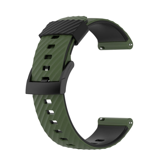For Suunto 7 24mm Two-color Silicone Watch Band(Army Green Black) -  by buy2fix | Online Shopping UK | buy2fix