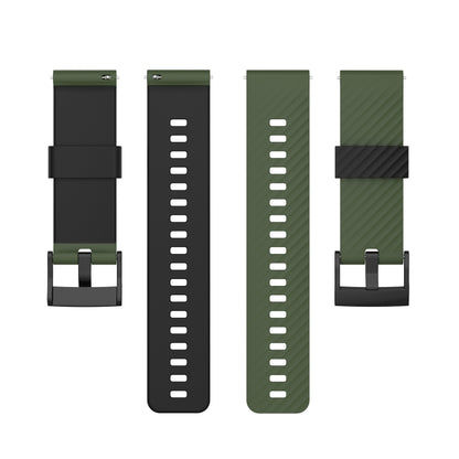 For Suunto 7 24mm Two-color Silicone Watch Band(Army Green Black) -  by buy2fix | Online Shopping UK | buy2fix