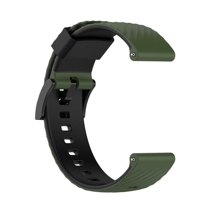 For Suunto 7 24mm Two-color Silicone Watch Band(Army Green Black) -  by buy2fix | Online Shopping UK | buy2fix