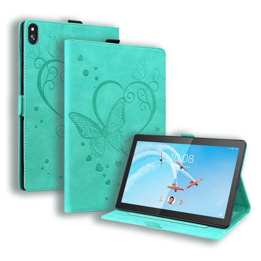 For Lenovo Tab M10 10.1 inch Love Butterfly Pattern Horizontal Flip Leather Case with Holder(Green) - Lenovo by buy2fix | Online Shopping UK | buy2fix
