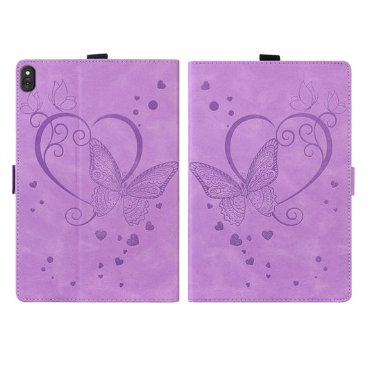 For Lenovo Tab M10 10.1 inch Love Butterfly Pattern Horizontal Flip Leather Case with Holder(Purple) - Lenovo by buy2fix | Online Shopping UK | buy2fix