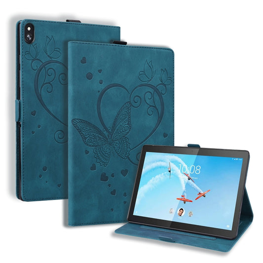 For Lenovo Tab M10 10.1 inch Love Butterfly Pattern Horizontal Flip Leather Case with Holder(Blue) - Lenovo by buy2fix | Online Shopping UK | buy2fix