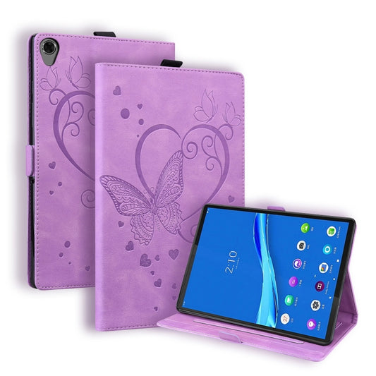 For Lenovo Tab M8(HD) / M8(FHD) TB-8505F Love Butterfly Pattern Horizontal Flip Leather Case with Holder(Purple) - Lenovo by buy2fix | Online Shopping UK | buy2fix