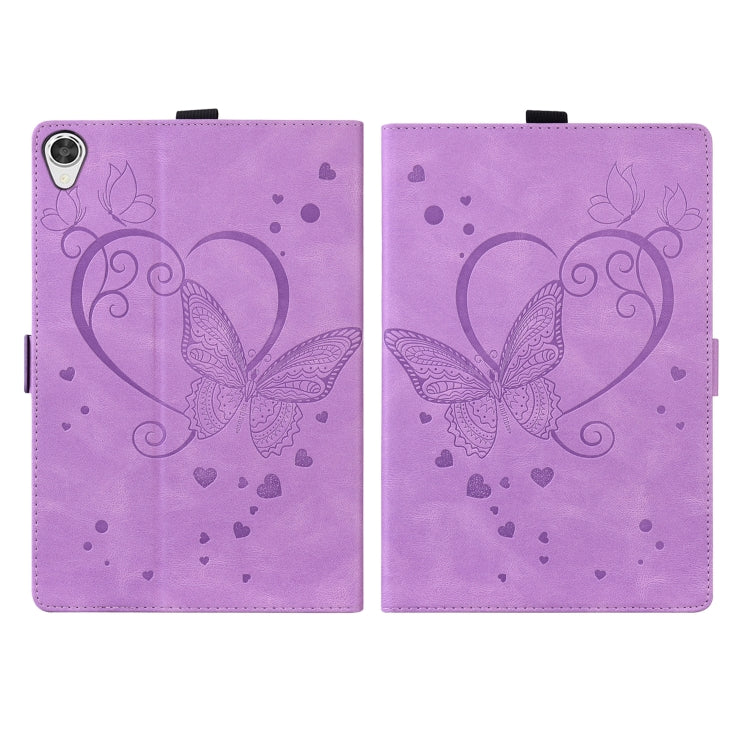 For Lenovo Tab M8(HD) / M8(FHD) TB-8505F Love Butterfly Pattern Horizontal Flip Leather Case with Holder(Purple) - Lenovo by buy2fix | Online Shopping UK | buy2fix