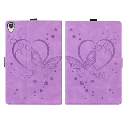 For Lenovo Tab M8(HD) / M8(FHD) TB-8505F Love Butterfly Pattern Horizontal Flip Leather Case with Holder(Purple) - Lenovo by buy2fix | Online Shopping UK | buy2fix