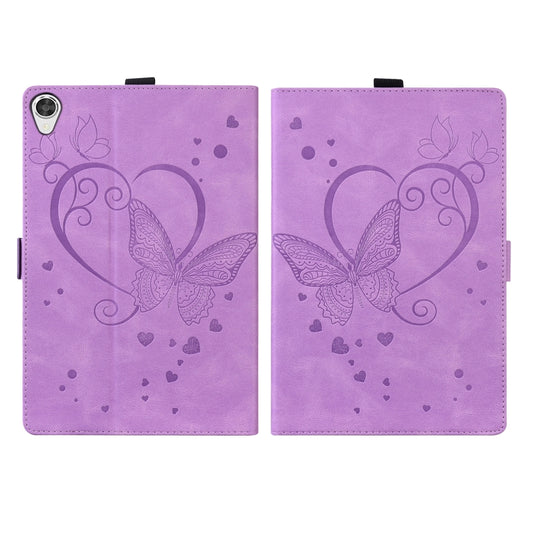 For Lenovo Tab M8(HD) / M8(FHD) TB-8505F Love Butterfly Pattern Horizontal Flip Leather Case with Holder(Purple) - Lenovo by buy2fix | Online Shopping UK | buy2fix
